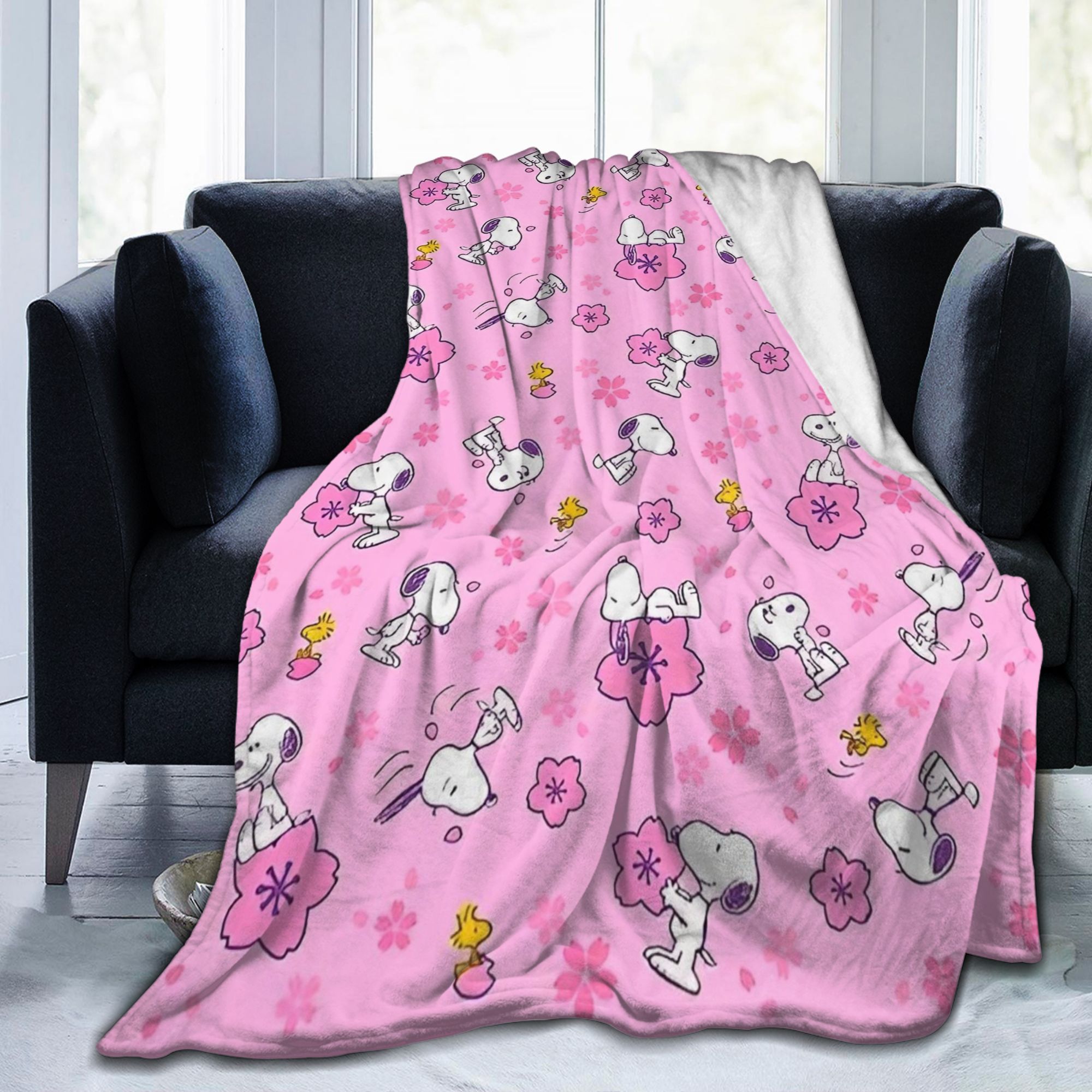 Home Textiles Blanket - Pink Snoopys Woodstock Knitted Blankets Cartoon