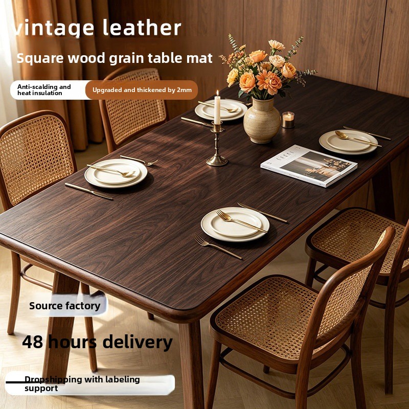 Faux Wood Grain Leather Table  - Home Textiles Today News review and price
