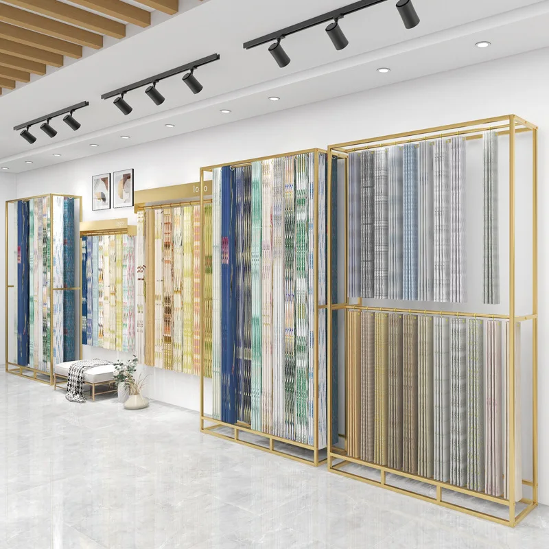 Curtain shop large display rac - Home Textiles Exhibition review and price