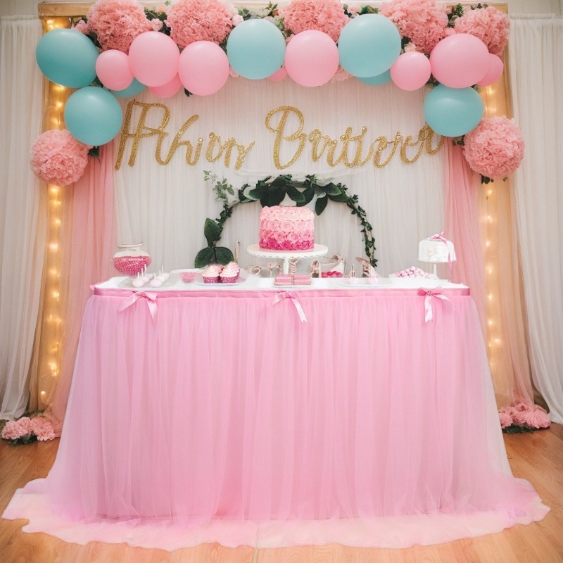 Tulle Table Skirt Tutu Ruffle  - Home Textiles Today News review and price